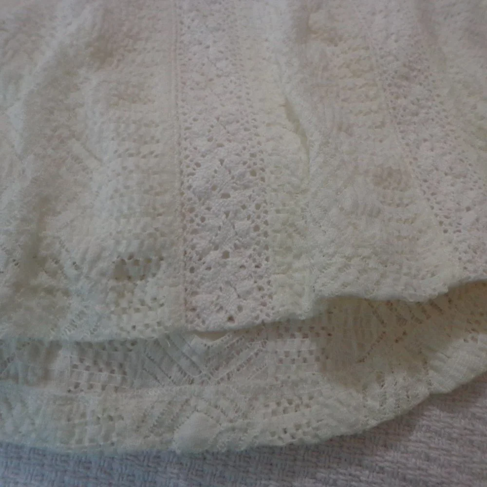 Anthropologie Lace Melange Top by Meadow Rue SP OffWhite  Embroidery 3/4 Sleeves